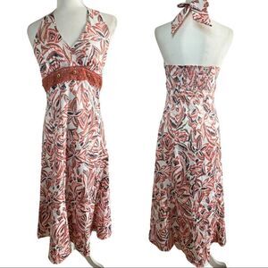 jonathan martin Halter Top Dress w/ Smocked Back & Side Zipper